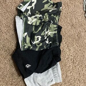 Baby Green Camo and Black Shorts Set
